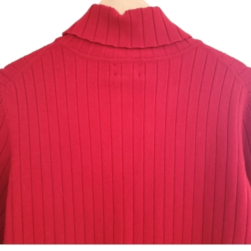 PERFECT Rafaella Red Ribbed Turtleneck Sweater - Picture 4 of 5